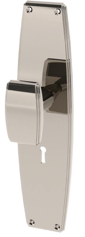 Von Morris 8161 Art Deco Escutcheon Set With Art Deco Lever, Dummy Trim