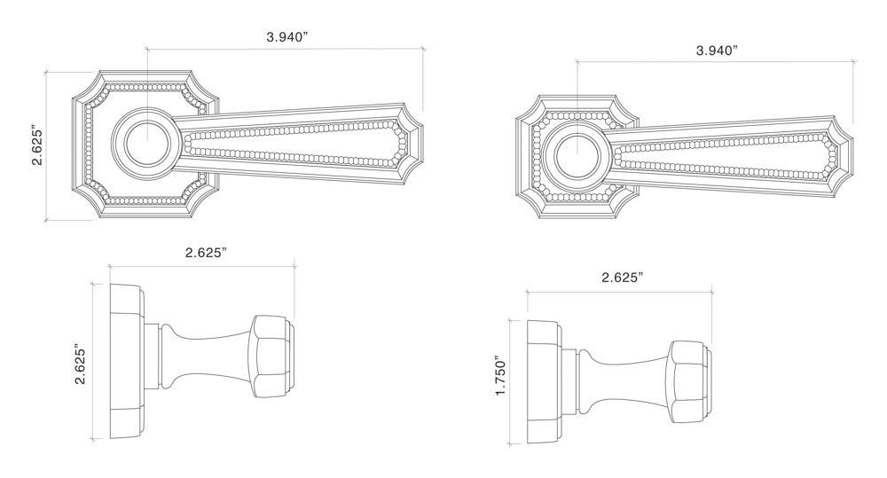 Von Morris 32072 Weave Lever With Large Weave Rose, Tubular Latch Sets