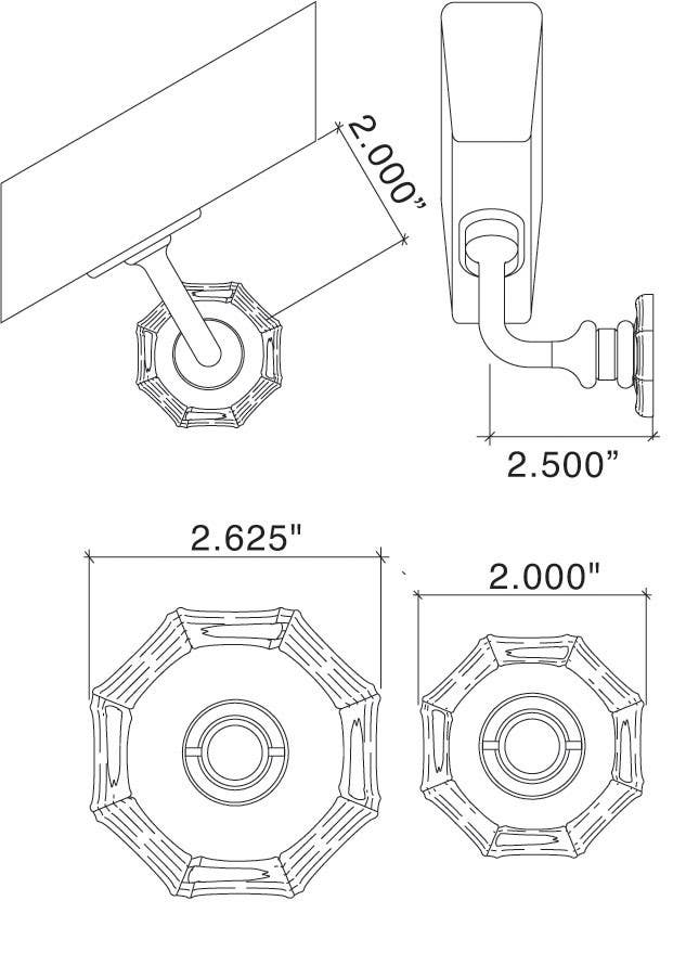 Von Morris 26-55 Handrail Bracket Bamboo Rose