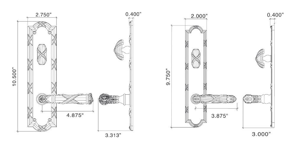 Von Morris 22021 Small Ribbon & Reed Lever With Small Ribbon & Reed Rose, Tubular Latch Sets