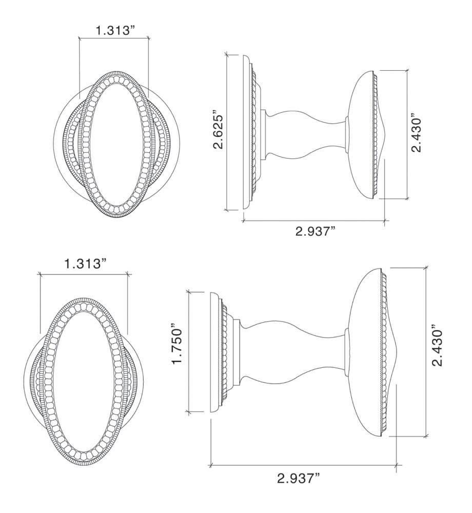 Von Morris 06261 Beaded Knob With Small Beaded Rose, Tubular Latch Sets