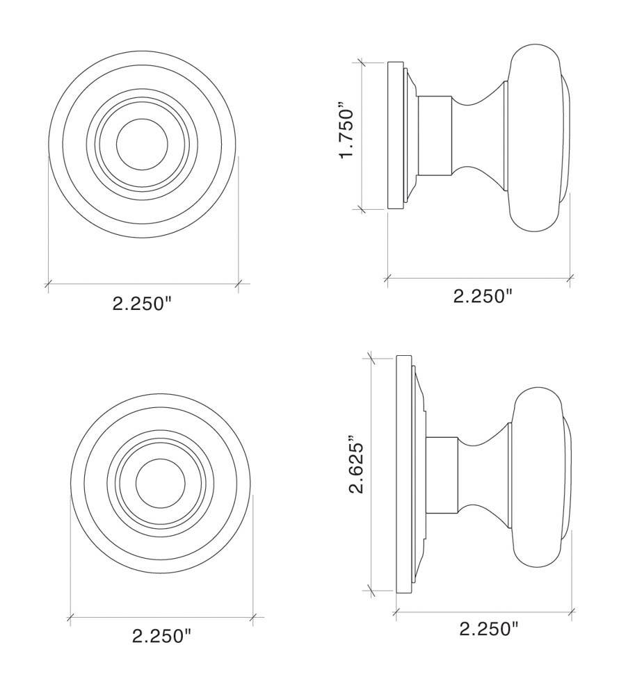 Von Morris 0222/5126 Colonial Knob With Large Colonial Rose, IML Mortise Sets