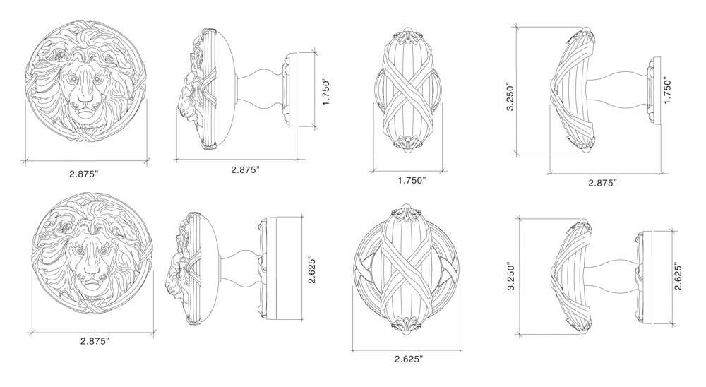 Von Morris 032212 Small Ribbon & Reed Knob/Rose TL 2-3/8
