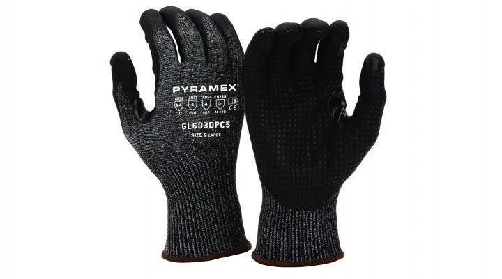 Pyramex GL603DPC5 Micro-Foam Nitrile Gloves w/ Dotted Palm