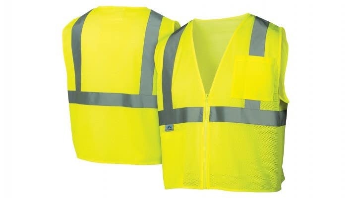 Pyramex RVZ2110SE Type R - Class 2 Self Extinguishing Hi-Vis Lime Safety Vest