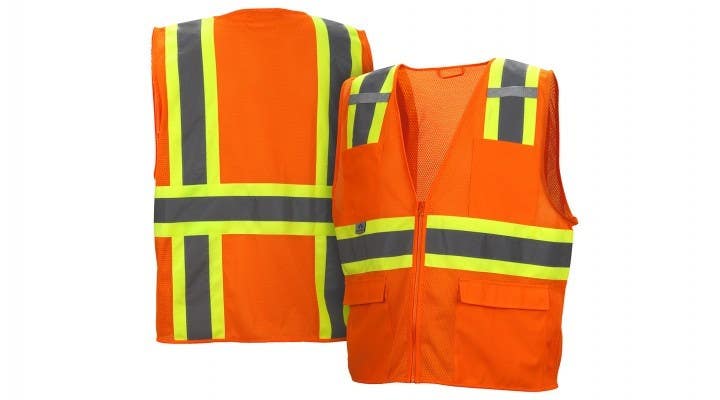 Pyramex RVZ2320 Type R - Class 2 Hi-Vis Orange Safety Vest w/Contrasting Reflective Tape