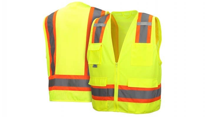 Pyramex RVZ2410SE Type R - Class 2 Self Extinguishing Hi-Vis Lime Safety Vest