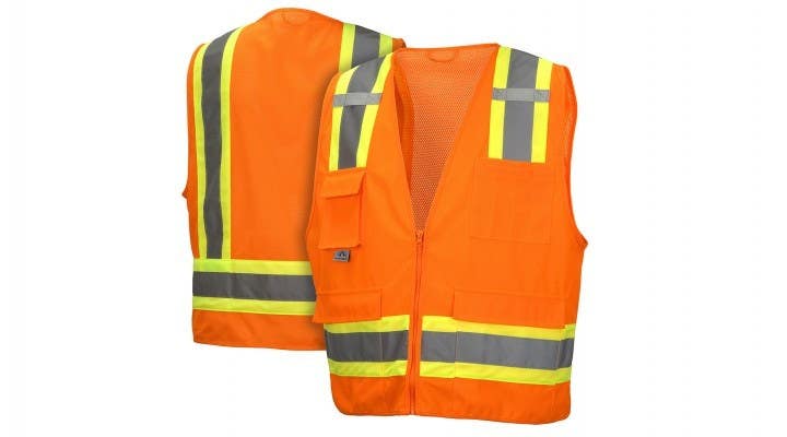 Pyramex RVZ2420SE Type R - Class 2 Self Extinguishing Hi-Vis Orange Safety Vest