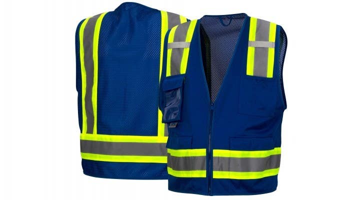 Pyramex RVZ2465CP Blue Surveyor Vest w/Clear Pocket