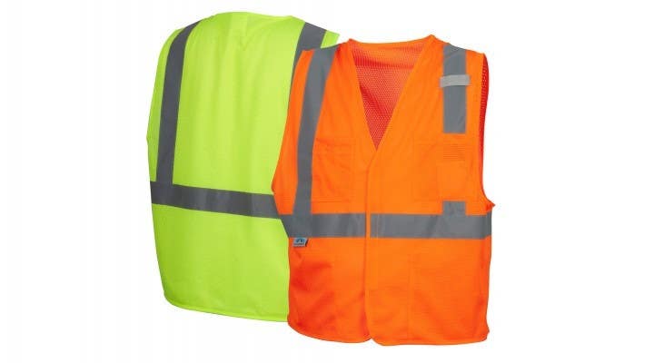 Pyramex RVHL2010 Type R - Class 2 Hi-Vis Lime Safety Vest w/Hook and Loop