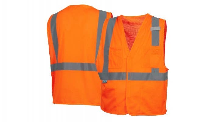Pyramex RVHL2020 Type R - Class 2 Hi-Vis Orange Safety Vest w/Hook and Loop