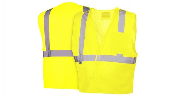 Pyramex RVHL2510BRD Type R - Class 2 Hi-Vis Lime Safety Vest w/5 Point D-Ring