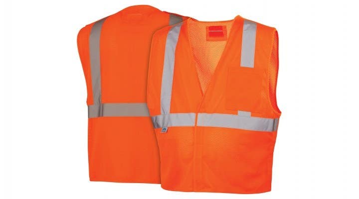 Pyramex RVHL2520BRD Type R - Class 2 Hi-Vis Orange Safety Vest w/5 Point D-Ring