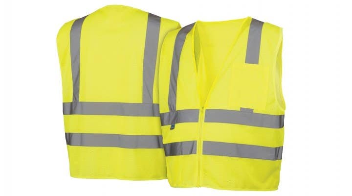 Pyramex RVZ2610 Type R - Class 2 Hi-Vis Lime Safety Vest w/2 Stripes