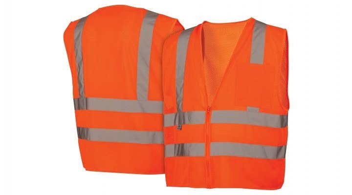 Pyramex RVZ2620 Type R - Class 2 Hi-Vis Orange Safety Vest w/2 Stripes, Size 5X Large