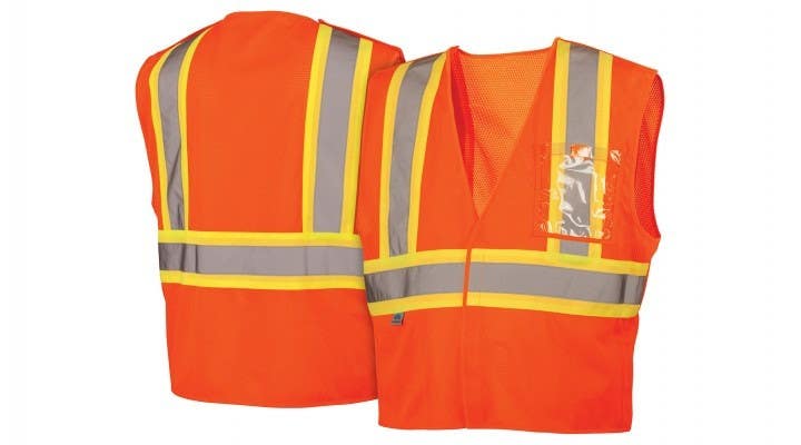 Pyramex RVHL2720BR Type R - Class 2 Hi-Vis Orange Safety Vest w/5 Point Break