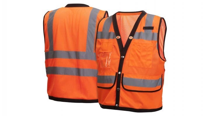 Pyramex RVMS2820 Type R - Class 2 Hi-Vis Orange Safety Vest w/Black Trim