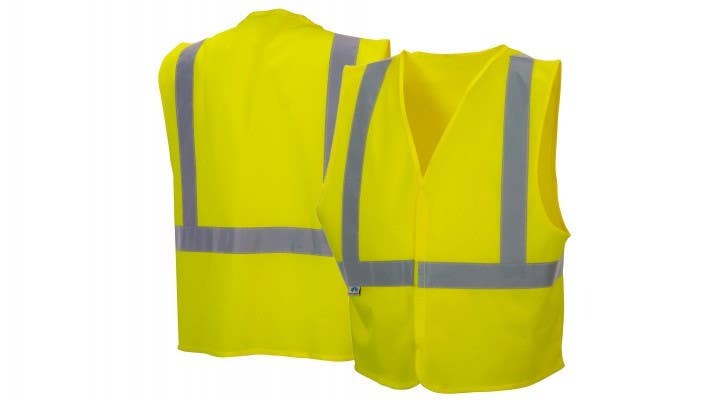 Pyramex RVHL2910 Type R - Class 2 Hi-Vis Lime Safety Vest w/Plain Bag