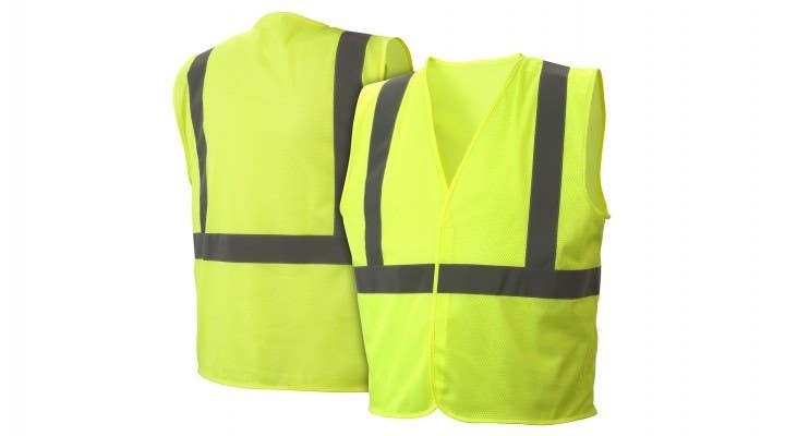 Pyramex RVHLM2910 Type R - Class 2 All Mesh Hi-Vis Lime Safety Vest w/Plain Bag