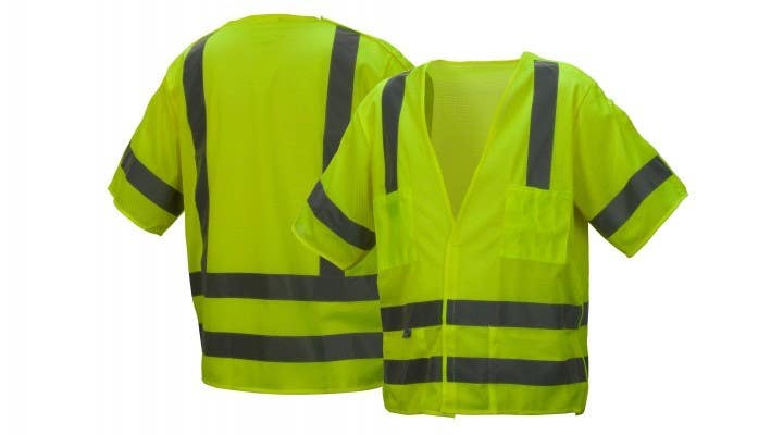Pyramex RVHL3110BR Type R - Class 3 Breakaway Hi-Vis Lime Safety Vest