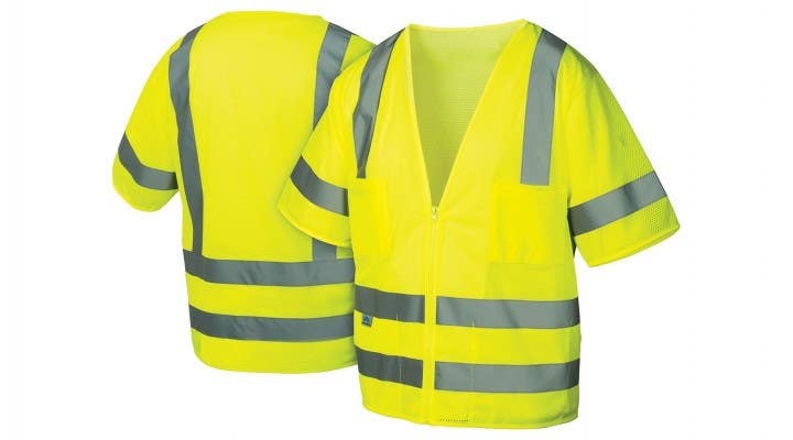 Pyramex RVZ3110 Type R - Class 3 Hi-Vis Lime Safety Vest