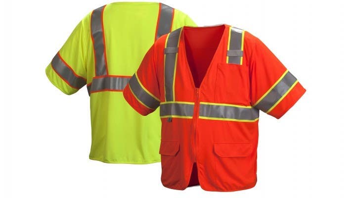 Pyramex RVZ3510 Type R - Class 3 Hi-Vis Lime Safety Vest w/Elastic Mesh