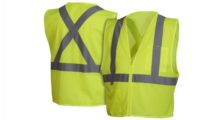Pyramex RCZ2110 Type R - Class 2 Hi Vis Lime Safety Vest w/Reflective Tape