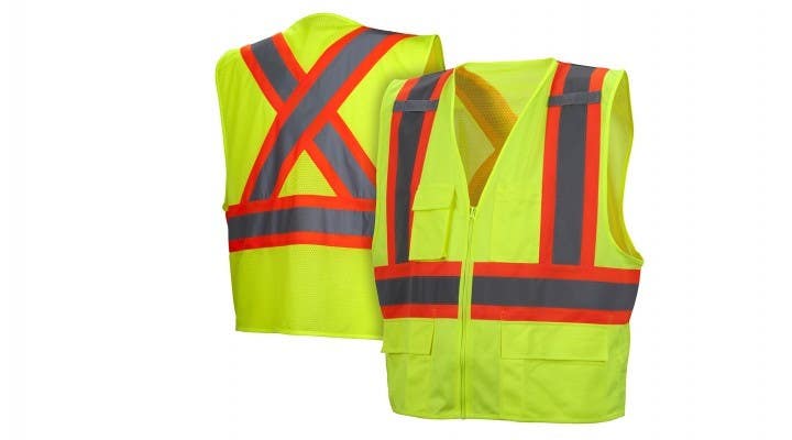 Pyramex RCZ2410 Type R - Class 2 Hi-Vis Lime Safety Vest w/Contrasting Reflective Tape