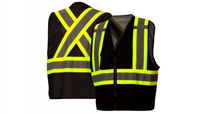 Pyramex RCZ2411 Type O - Class 1 Hi-Vis Black Safety Vest w/Contrasting Reflective Tape