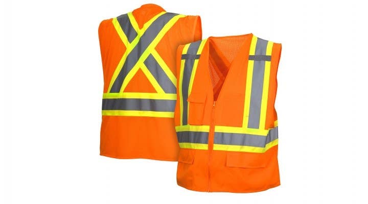 Pyramex RCZ2420 Type R - Class 2 Hi-Vis Orange Safety Vest w/Contrasting Reflective Tape
