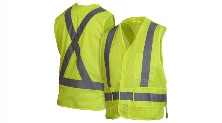 Pyramex RCA2510 Type R - Class 2 Hi-Vis Lime Safety Vest w/Reflective Tape