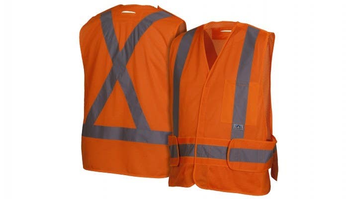 Pyramex RCA2520SE Type R - Class 2 Self Extinguishing Hi-Vis Orange Safety Vest w/Reflective Tape