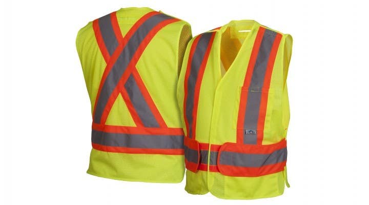 Pyramex RCA2710SE Type R - Class 2 Self Extinguishing Hi-Vis Lime Safety Vest