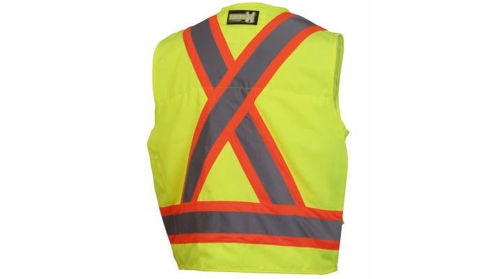 Pyramex RCMS2810 Type R - Class 2 Hi-Vis Lime Safety Vest w/Reflective Tape - Metal Snap