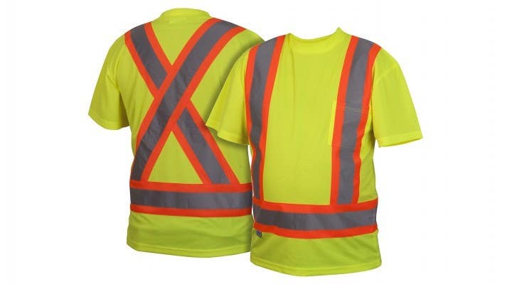 Pyramex RCTS2110 Type R - Class 2 Hi-Vis Lime T-Shirt w/Contrasting Reflective Tape
