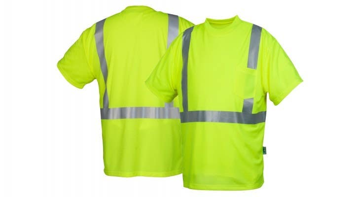 Pyramex RTSHS2110 Type R - Class 2 Hi-Vis Lime Short Sleeve Heat Sealed T-Shirt