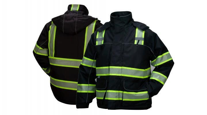 Pyramex RPB3511 Type O - Class 1 Not FR Black Reflective Parka