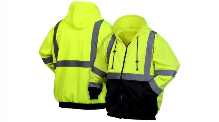 Pyramex RSZH3210 Type R - Class 3 Hi-Vis Lime Zipper Sweatshirt w/Black Bottom