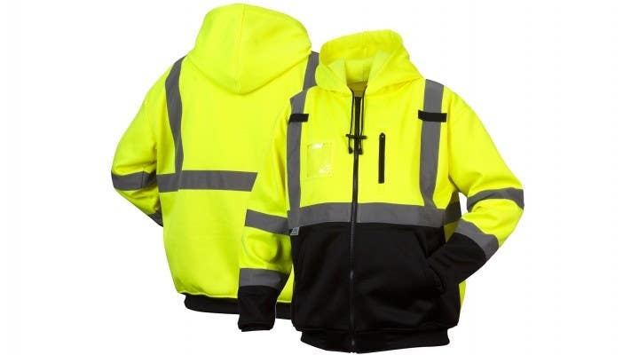 Pyramex RSZH3310 Type R - Class 3 Hi-Vis Lime Premium Zipper Sweatshirt