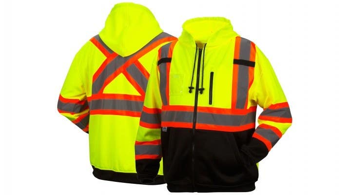 Pyramex RCSZH3310 Type R - Class 3 Hi-Vis Lime Canadian Premium Zipper Sweatshirt