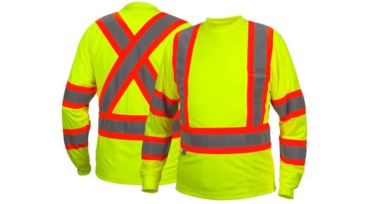Pyramex RCLTS3110 Type R - Class 3 Hi-Vis Lime Long Sleeve Moisture Wicking T-Shirts