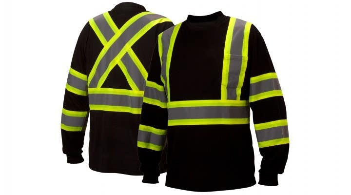 Pyramex RCLTS3111 Type O - Class 1 Black Reflective Long Sleeve Moisture Wicking T-Shirts