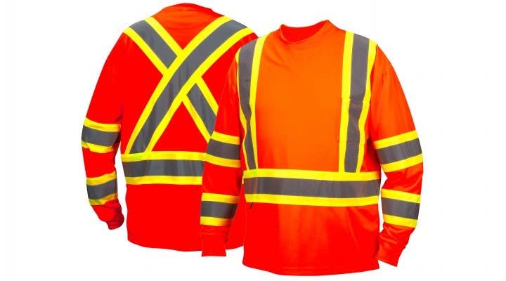 Pyramex RCLTS3120 Type R - Class 3 Hi-Vis Orange Long Sleeve Moisture Wicking T-Shirts