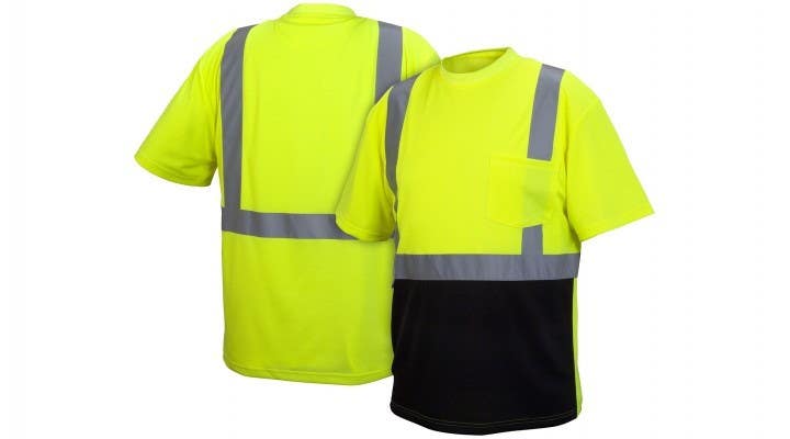 Pyramex RTS2110B Type R - Class 2 Hi-Vis Lime T-Shirt w/Black Bottom