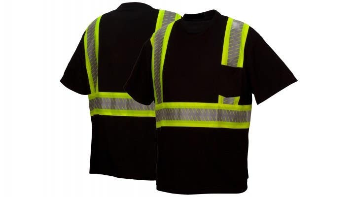 Pyramex RTS2311 Type O - Class 1 Black Reflective T-Shirt w/Broken Heat Sealed Tape