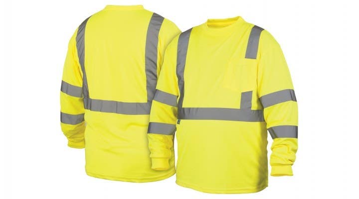 Pyramex RLTS3110 Type R - Class 3 Hi-Vis Lime Long Sleeve T-Shirts