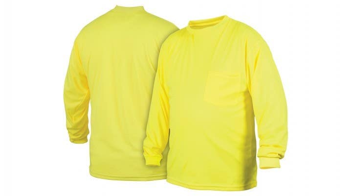 Pyramex RLTS3110NS Hi-Vis Lime Long Sleeve T-Shirt w/No Tape