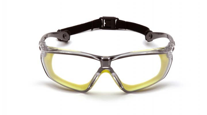 Pyramex SGL10610DT Crossovr Clear H2X Anti-Fog Lens Safety Glasses w/Gray & Lime Frame