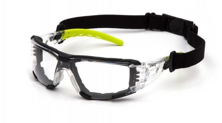 Pyramex SBL102 Fyxate Safety Glasses w/Lime Temples- Foam Padding
