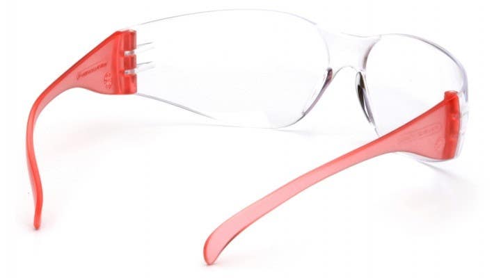 Pyramex SR4110S Intruder Clear-Hardcoated Lens Safety Glasses w/Red Temples